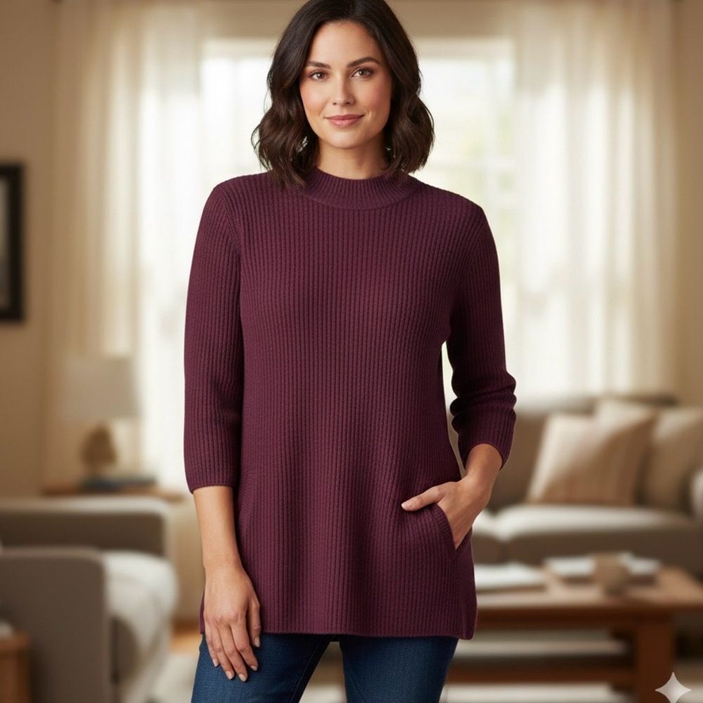 Peck & Peck Luxury 100% Cashmere Burgundy Sweater L